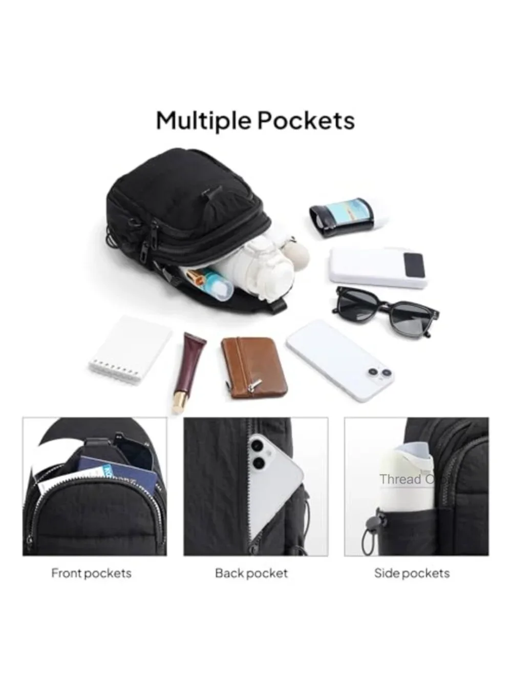 Anti-Theft Crossbody Bag with RFID Blocking & Water Bottle Holder